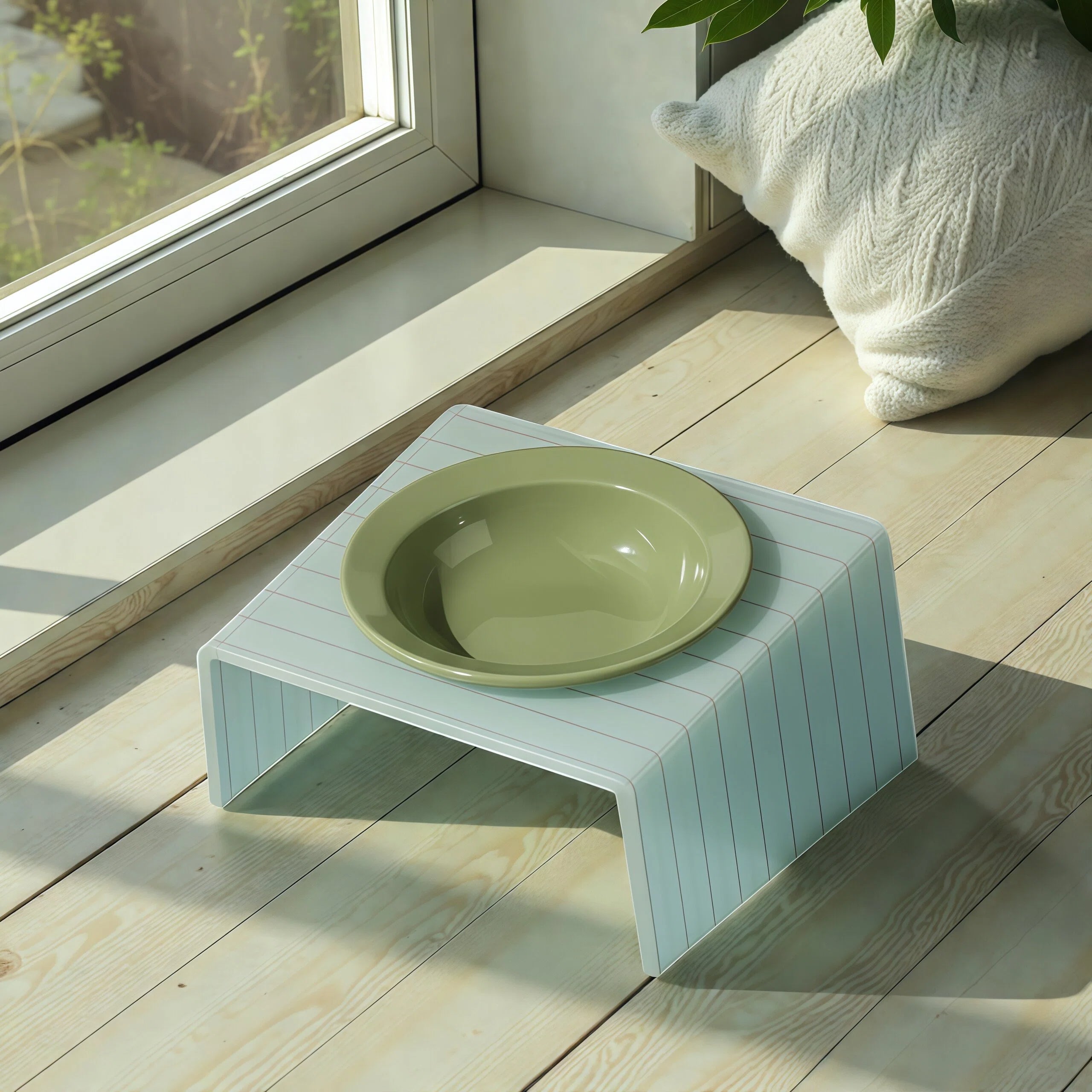 Barkmow Ciotola in Ceramica per Cani e Gatti con Supporto in Acrilico – Design a Disco Rialzato Antiribaltamento, Ideale per Cuccioli e Gatti