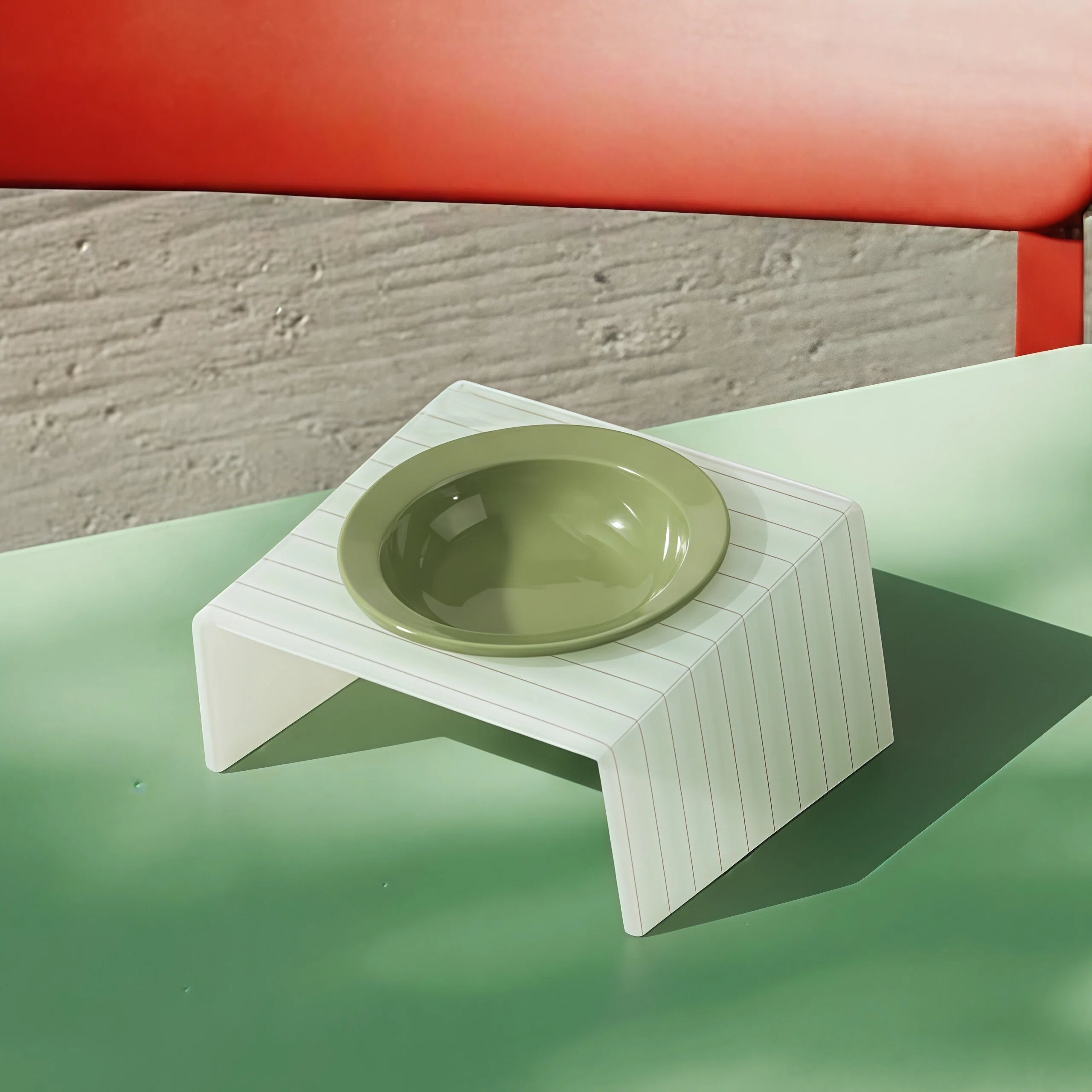 Barkmow Ciotola in Ceramica per Cani e Gatti con Supporto in Acrilico – Design a Disco Rialzato Antiribaltamento, Ideale per Cuccioli e Gatti