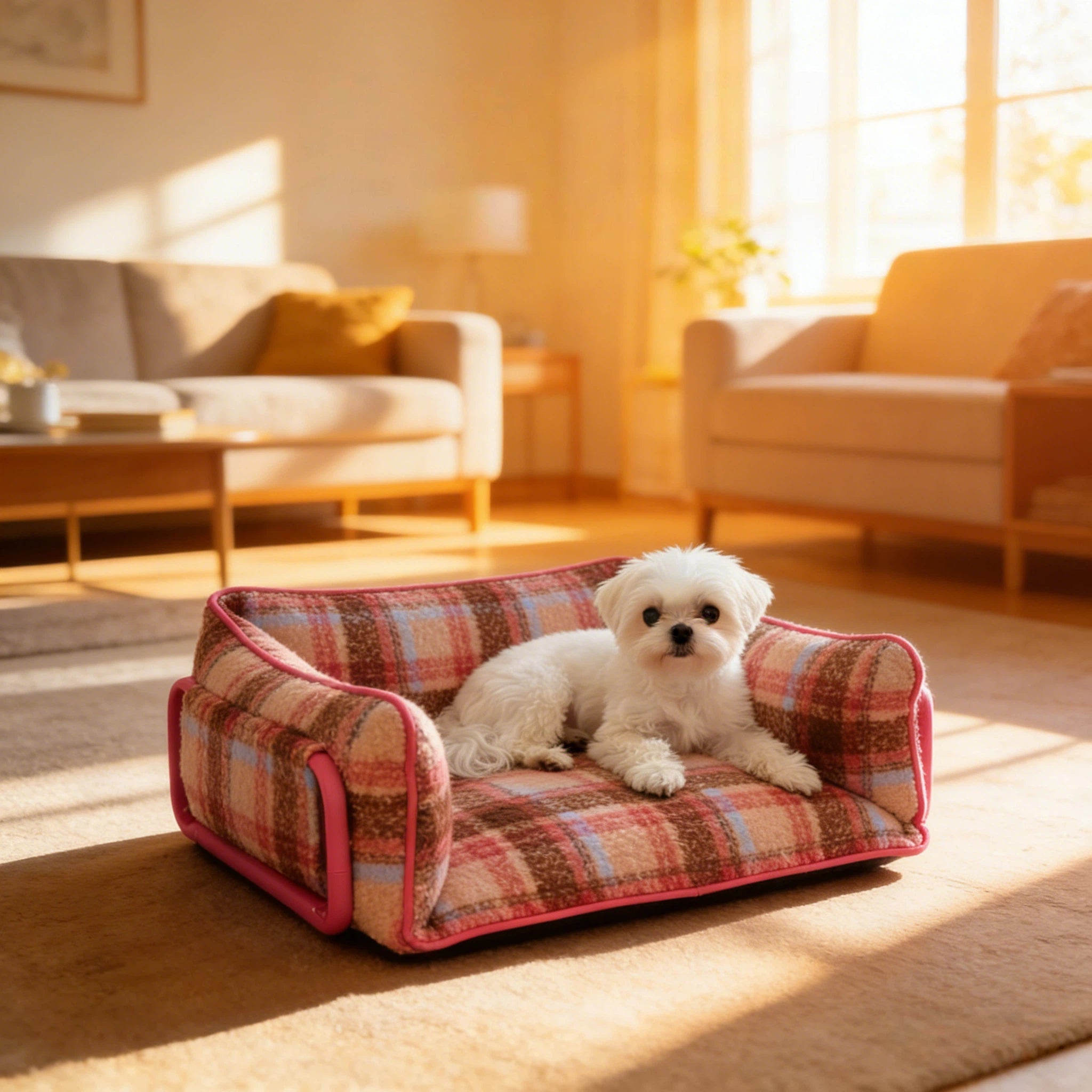 Barkmow Cuccia Sofa per Cani e Gatti Sfoderabile in Tessuto Effetto Lana – Letto per Animali Imbottito e Caldo per l’Inverno, Utilizzabile Tutto l’Anno