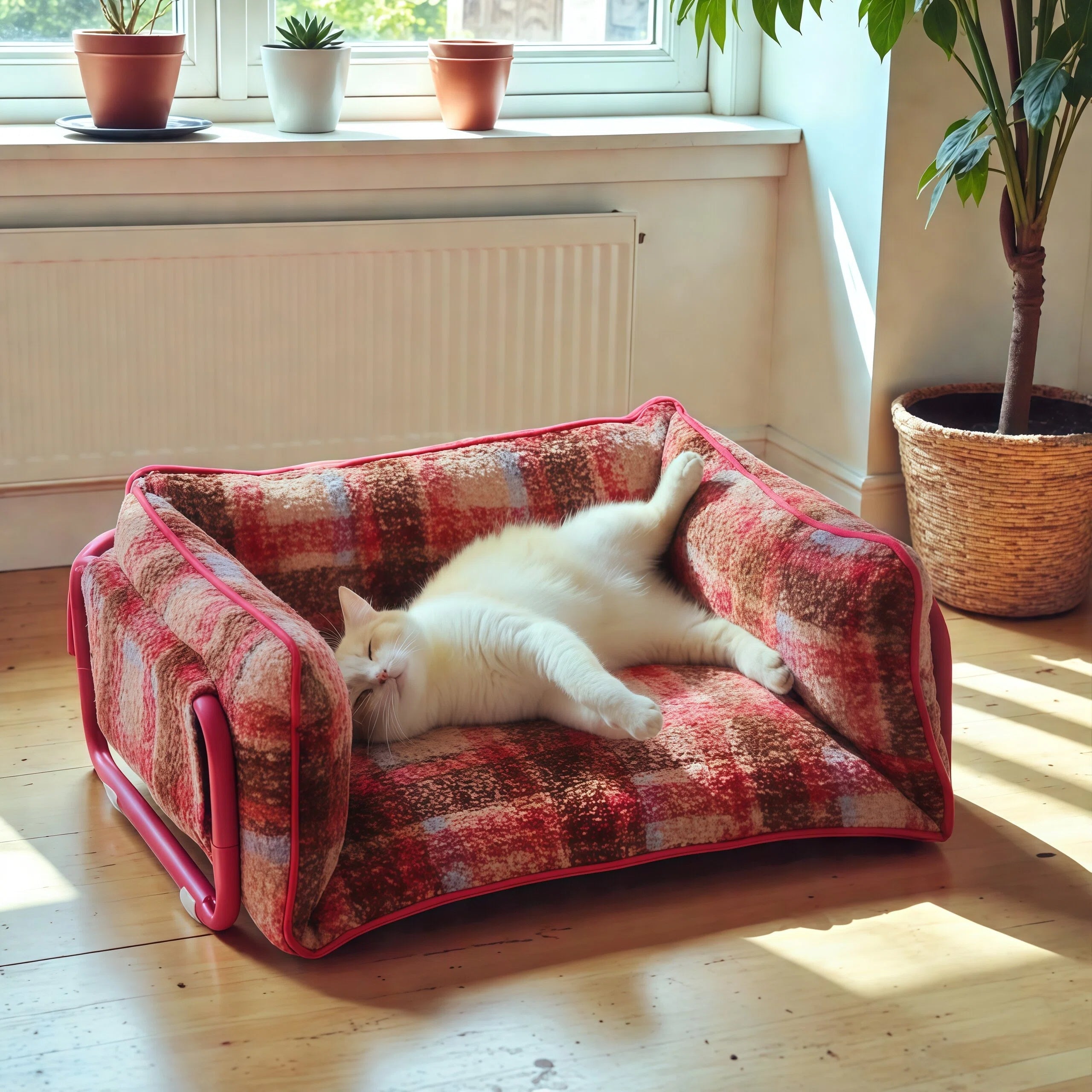 Barkmow Cuccia Sofa per Cani e Gatti Sfoderabile in Tessuto Effetto Lana – Letto per Animali Imbottito e Caldo per l’Inverno, Utilizzabile Tutto l’Anno