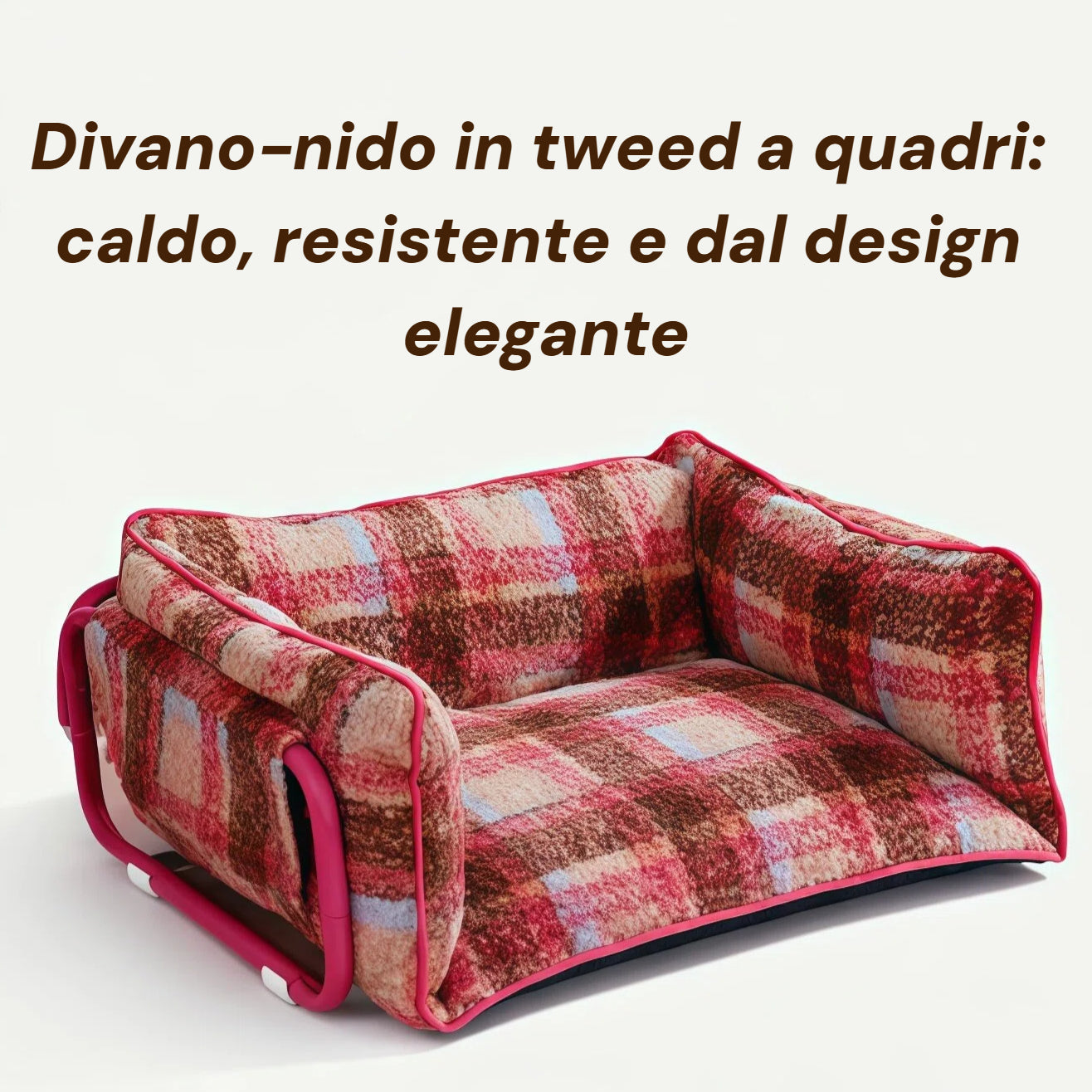 Barkmow Cuccia Sofa per Cani e Gatti Sfoderabile in Tessuto Effetto Lana – Letto per Animali Imbottito e Caldo per l’Inverno, Utilizzabile Tutto l’Anno