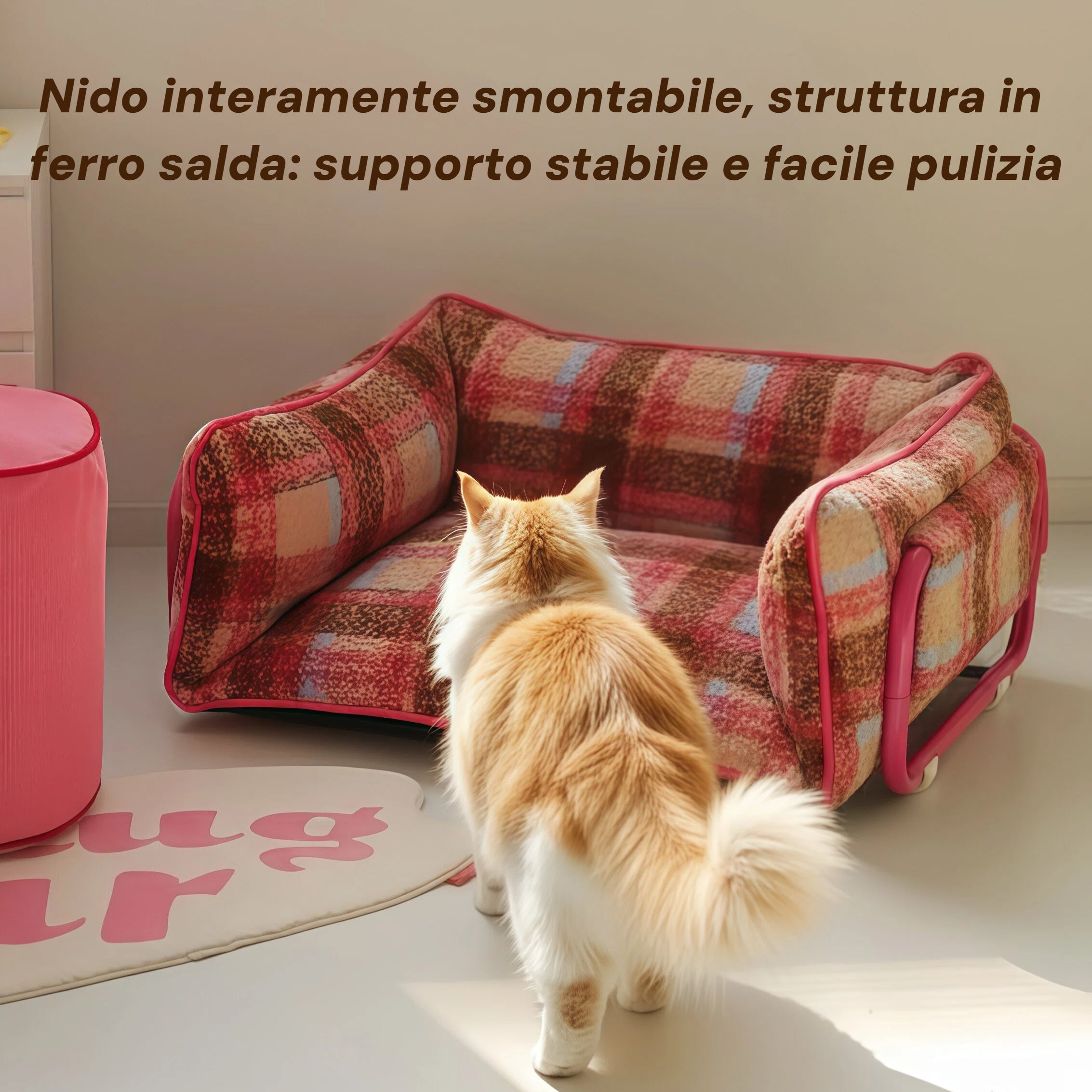 Barkmow Cuccia Sofa per Cani e Gatti Sfoderabile in Tessuto Effetto Lana – Letto per Animali Imbottito e Caldo per l’Inverno, Utilizzabile Tutto l’Anno