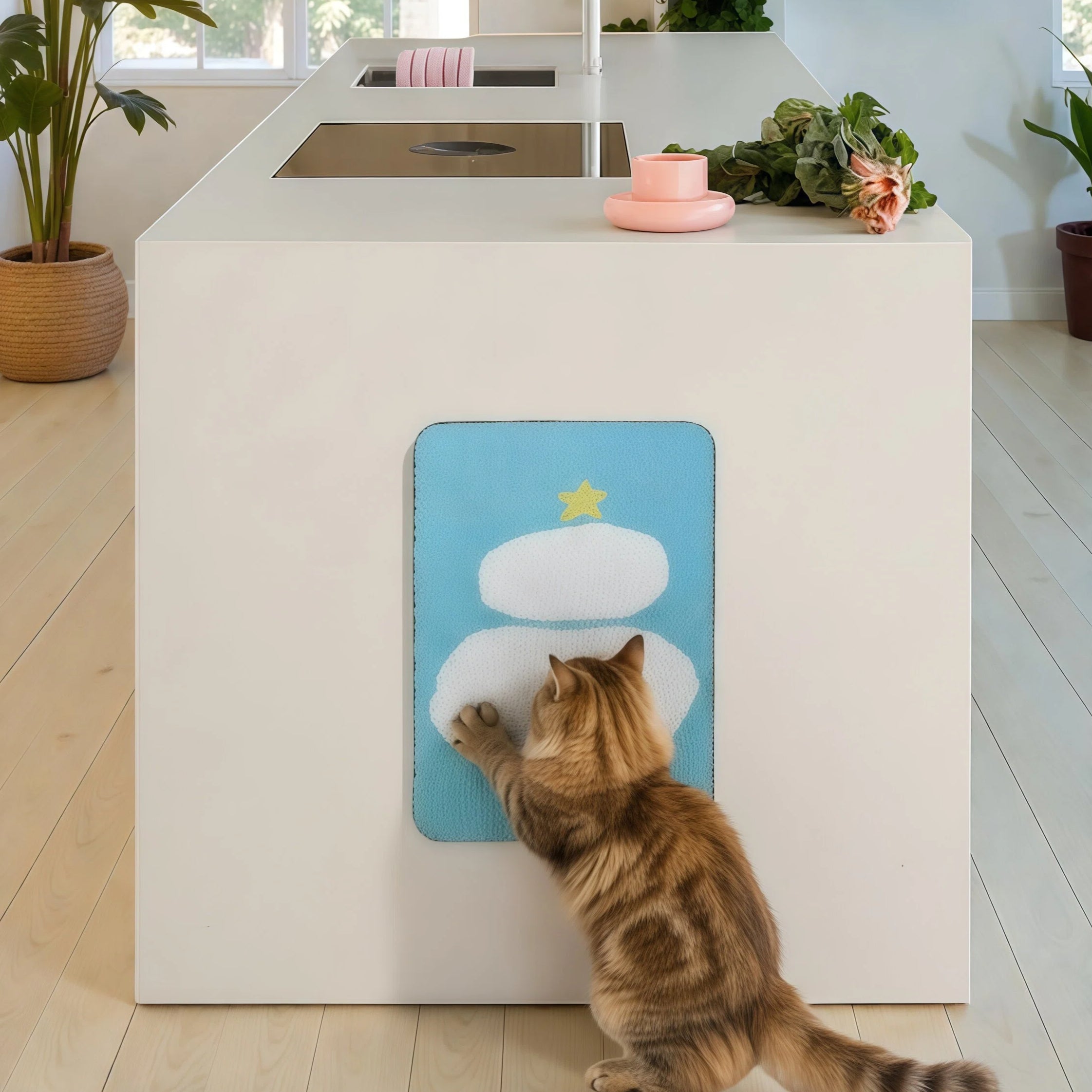 Barkmow Tiragraffi da Parete per Gatti in Cartone Ondulato Premium – Rivestimento Antigraffio Resistente con Carta Bianca Svedese, Formato Grande per Protezione Divani