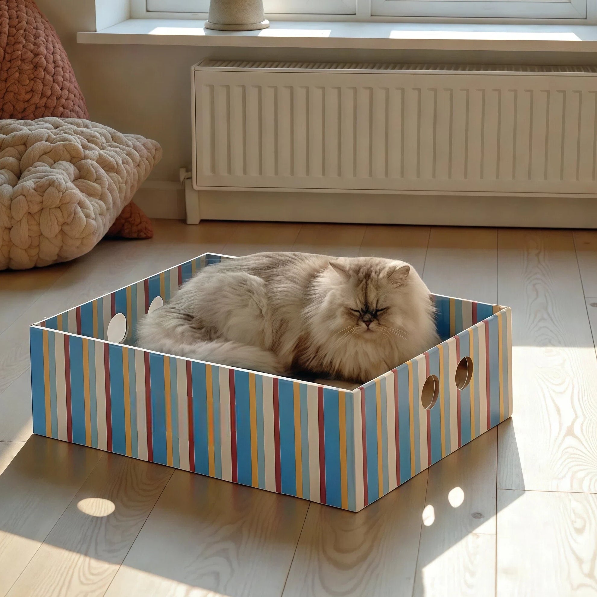 Barkmow Tiragraffi per Gatti in Cartone Ondulato con Cuccia Integrata – Tavola Resistente Antisfilacciamento, Gioco e Riposo in Formato Grande