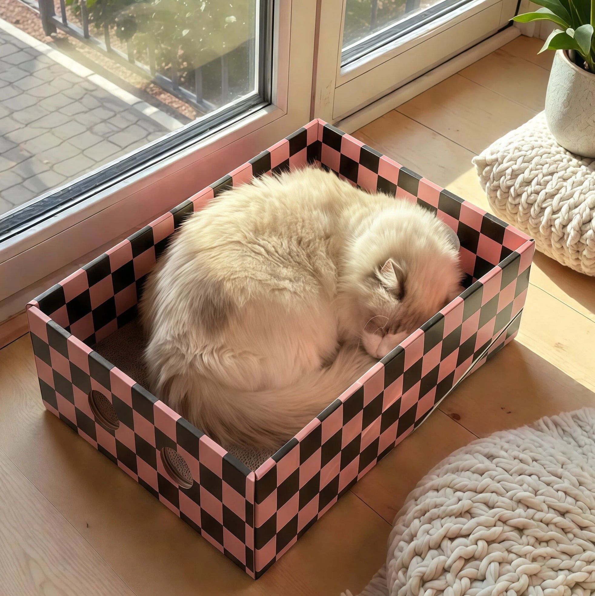 Barkmow Tiragraffi per Gatti in Cartone Ondulato con Cuccia Integrata – Tavola Resistente Antisfilacciamento, Gioco e Riposo in Formato Grande