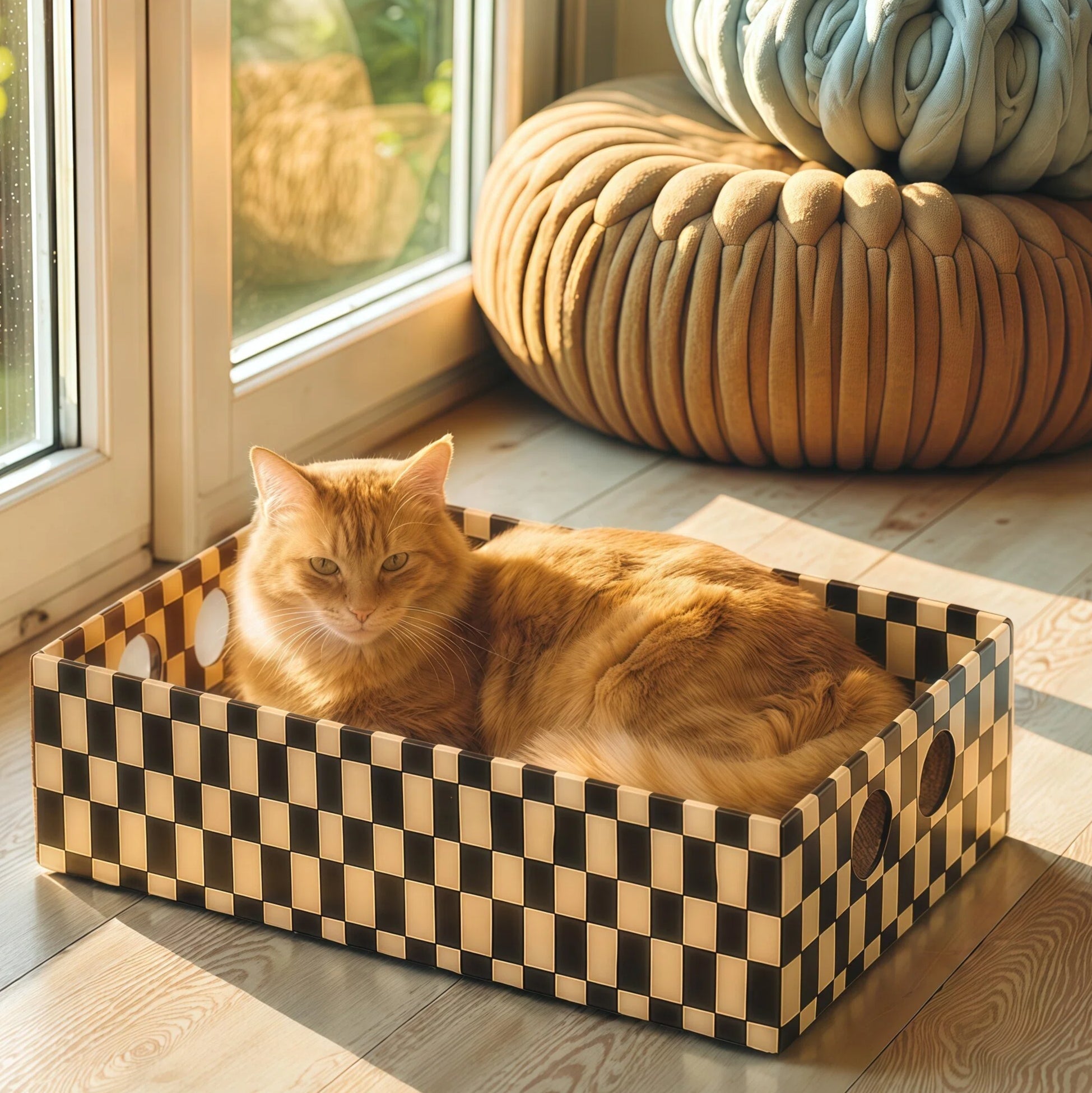 Barkmow Tiragraffi per Gatti in Cartone Ondulato con Cuccia Integrata – Tavola Resistente Antisfilacciamento, Gioco e Riposo in Formato Grande