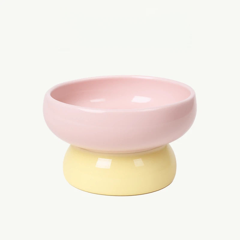 Barkmow Ciotola Rialzata in Ceramica per Cani e Gatti – Porta Cibo e Acqua con Supporto Ergonomico Antiribaltamento, Design Colorato Stile Dopamine