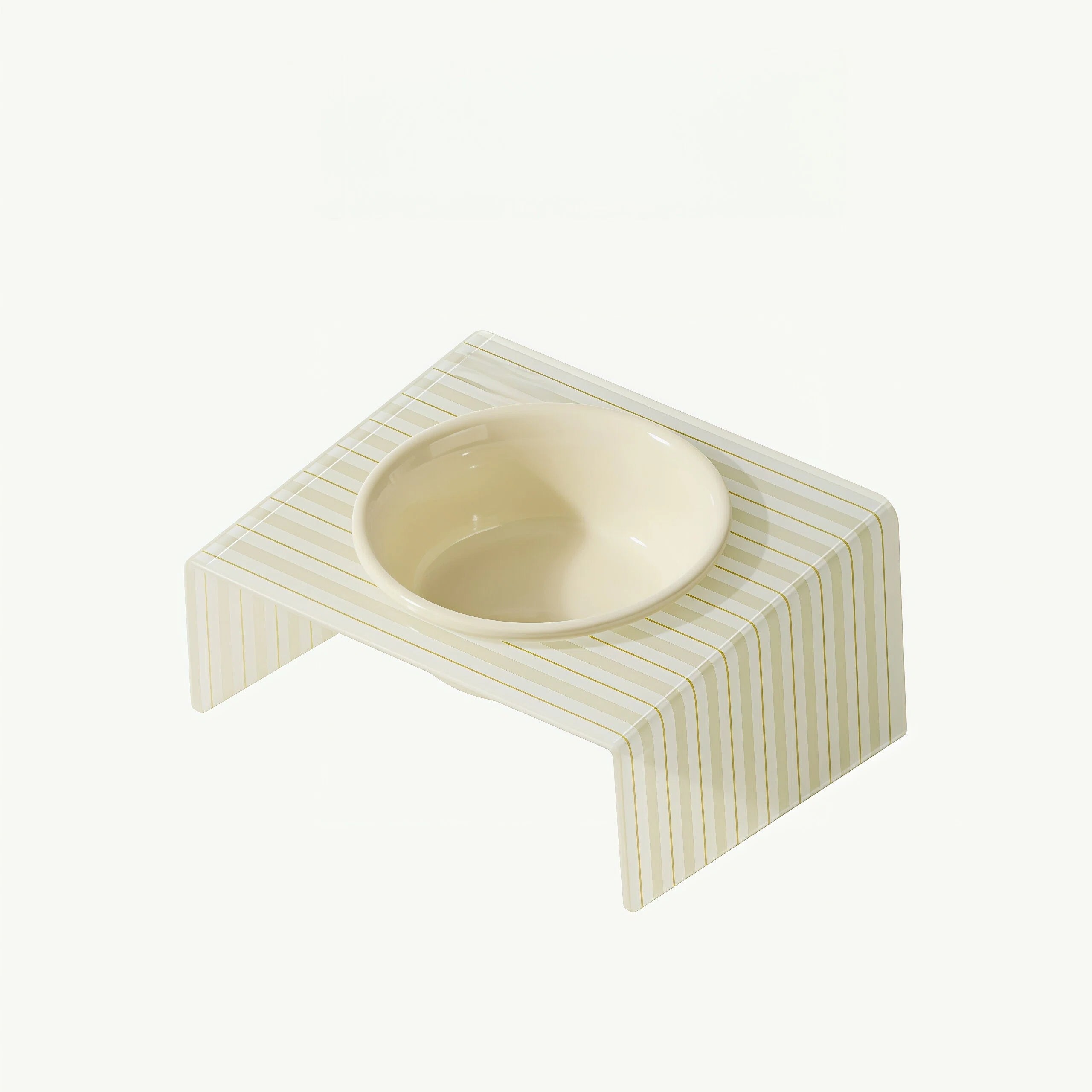 Barkmow Ciotola in Ceramica per Cani e Gatti con Supporto in Acrilico – Design a Disco Rialzato Antiribaltamento, Ideale per Cuccioli e Gatti