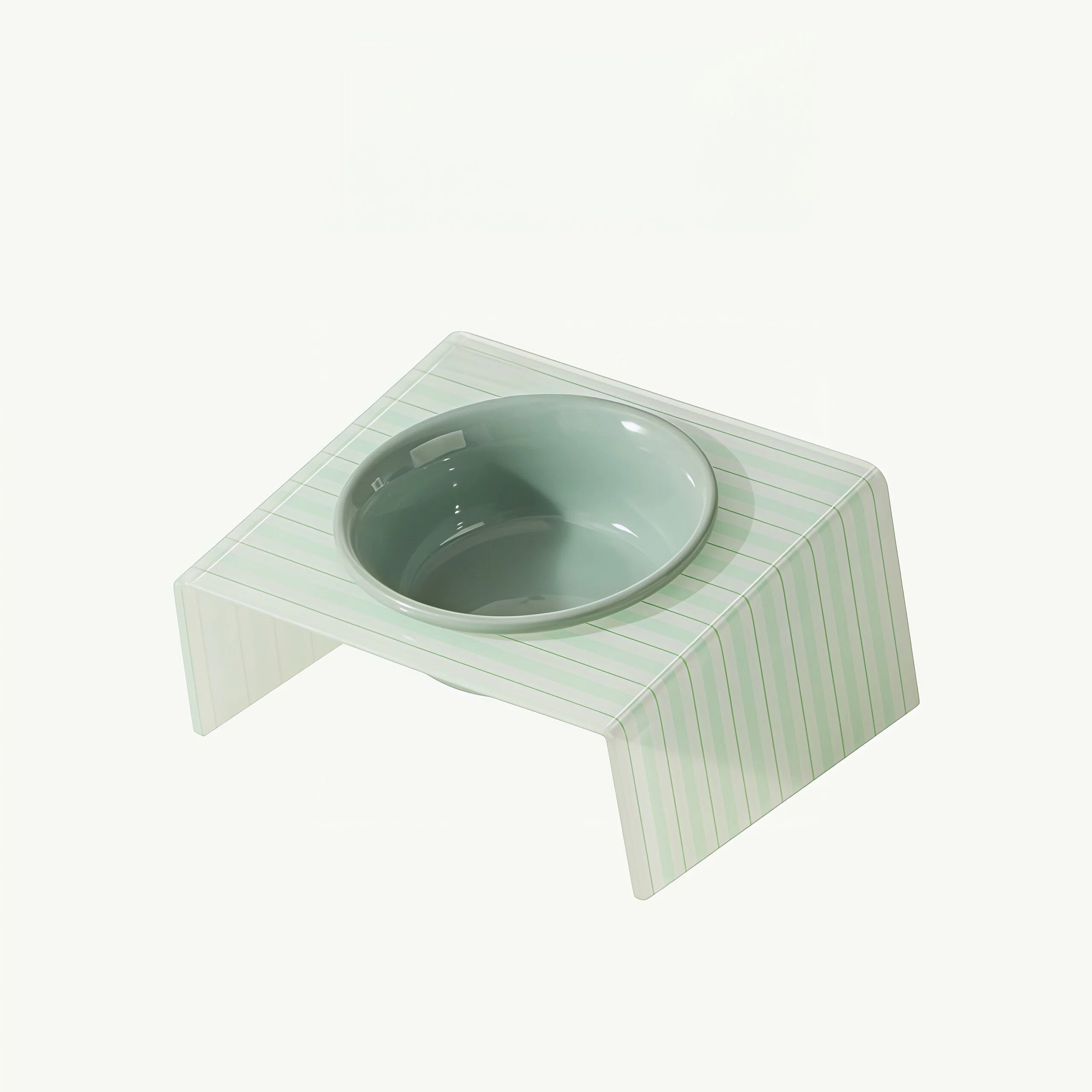 Barkmow Ciotola in Ceramica per Cani e Gatti con Supporto in Acrilico – Design a Disco Rialzato Antiribaltamento, Ideale per Cuccioli e Gatti