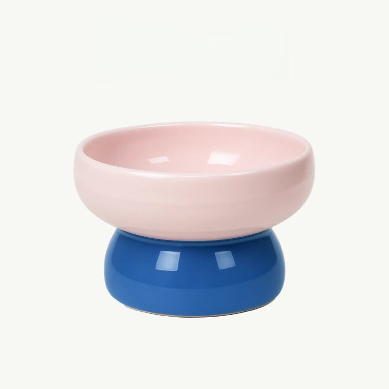 Barkmow Ciotola Rialzata in Ceramica per Cani e Gatti – Porta Cibo e Acqua con Supporto Ergonomico Antiribaltamento, Design Colorato Stile Dopamine